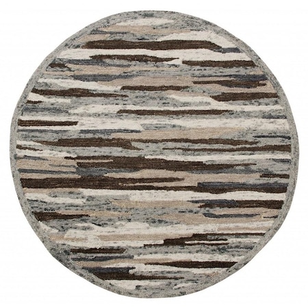 Homeroots 4 ft. Round Brown & Gray Camouflage Area Rug 396194